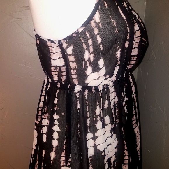 Xhilaration Large Black Tie Dye Hi Lo Ruffle Racerback Chiffon Sleeveless Dress - Picture 3 of 11